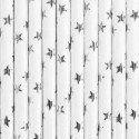♥ Pailles blanches étoiles argentées x 10