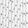 ♥ Pailles blanches étoiles argentées x 10 - Décoration de Fête Godsavetheking