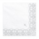 ♥ Serviettes de communion Croix argent- Lot de 20
