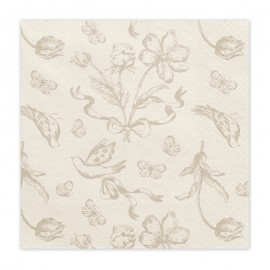 ♥ Serviettes Fleurs beige - Lot de 12 - Décoration de Communion Godsavetheking