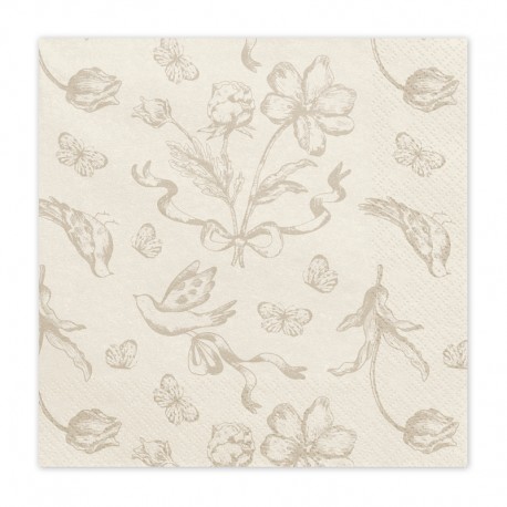 ♥ Serviettes Fleurs beige - Lot de 12 - Décoration de Communion Godsavetheking
