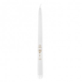 ♥ Cierge de Communion blanc avec calice doré - Bougies objets religieux God save the king