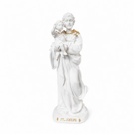 ♥ Statue de St Joseph et Jésus blanc avec des touches dorées - 30 cm - Statues objets religieux God save the king