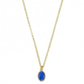 ♥ Collier Médaille Miraculeuse Émail Bleu en Argent 925 Doré - Colliers et sautoirs Godsavetheking