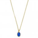 ♥ Collier Médaille Miraculeuse Émail Bleu en Argent 925 Doré