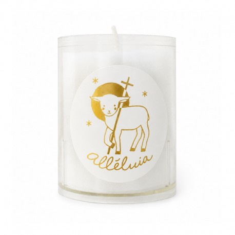 Bougie veilleuse Agneau de Dieu Or - 20 heures - Bougies objets religieux God save the king