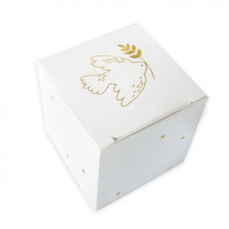 Boite à dragées Colombe avec laminage doré - imparfaits - Décoration de Communion Godsavetheking