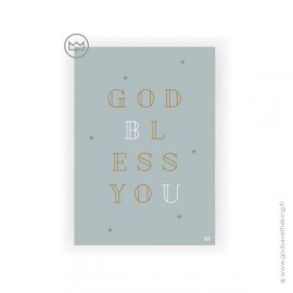 Carte religieuse God bless you - 10,5 x 14,8 cm - Images et cartes religieuses papeterie religieuse God save the king