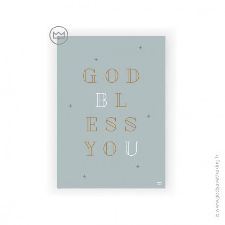 Carte religieuse God bless you - 10,5 x 14,8 cm - Images et cartes religieuses papeterie religieuse God save the king