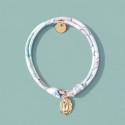 ♥ Bracelet Liberty coulissant Betsy Céladon avec médaille Vierge Marie en plaqué or