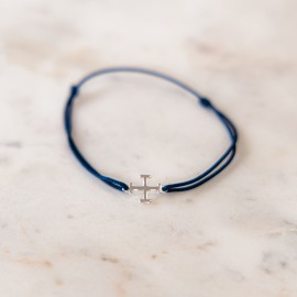 Bracelet Homme Croix Scout Argent Marine