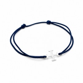 Bracelet Homme Croix Scoute Argent 925 - Bleu marine
