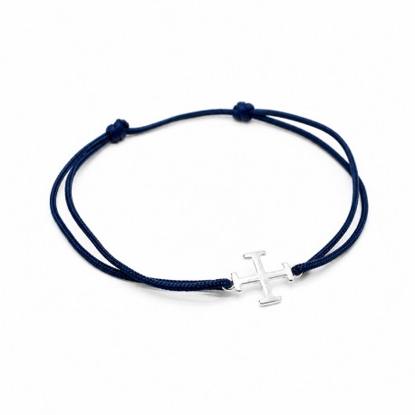 Bracelet Homme Croix Scoute Argent 925 - Bleu marine - Fête des Pères Godsavetheking