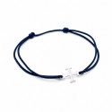 Bracelet Homme Croix Scoute Argent 925 - Bleu marine