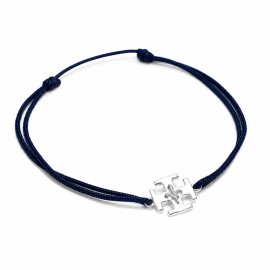 Bracelet Homme Croix Scoute fleur de lys argent 925 - Bleu marine - Bracelets religieux Godsavetheking