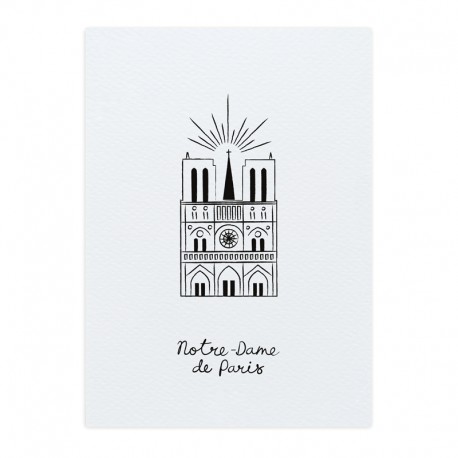 Carte Notre-Dame de Paris — Illustration noir & blanc - Images et cartes religieuses papeterie religieuse Godsavetheking