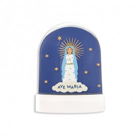 Grande Boule à Neige Vierge Marie - Paillettes Dorées | Fabrication Artisanale et made in France