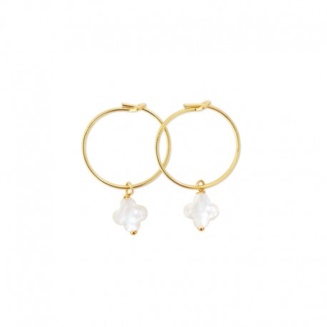Mini créoles croix en nacre – Plaqué or - Boucles d'oreilles Godsavetheking