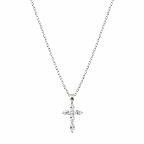 Collier chaîne et Croix - Zirconium et Argent 925 - Colliers femme Godsavetheking