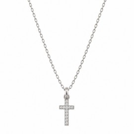 Collier chaîne et Croix sertie - Zirconium et Argent 925 - Colliers femme Godsavetheking