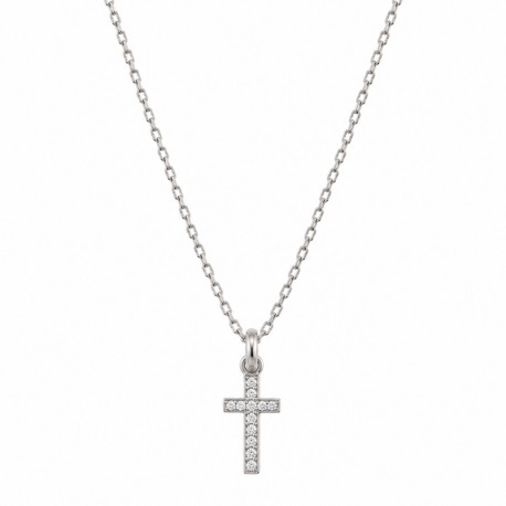 Collier chaîne et Croix sertie - Zirconium et Argent 925 - Colliers femme Godsavetheking