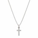 Collier chaîne et Croix sertie - Zirconium et Argent 925