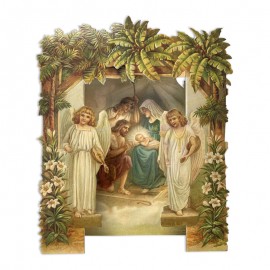 ♥ Carte de Noël en relief 3D avec scène de la nativité, palmiers et anges - Coup de cœurs des sœurs de God save the king