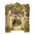 ♥ Carte de Noël en relief 3D avec scène de la nativité, palmiers et anges