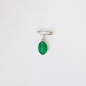 ♥ Broche miraculeuse argentée ovale émaillée verte – 17 mm