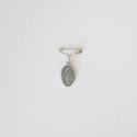 ♥ Broche miraculeuse argentée ovale émaillée bleu-gris – 17 mm