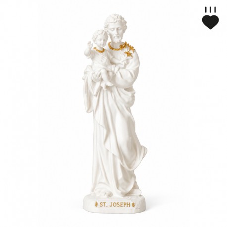 Statuette Saint Joseph et Jésus blanc et doré - 9 cm - Coup de cœurs des sœurs de God save the king