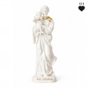 Statuette Saint Joseph et Jésus blanc et doré - 9 cm
