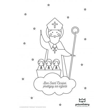 Coloriage bon Saint Nicolas pour les enfants sages - God save the king Livres, coloriages et Activités