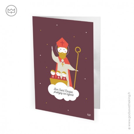 Grande carte Bon Saint Nicolas et son histoire en 2 volets avec enveloppe - 14 x 20,5 cm - Collection de Noël Godsavetheking