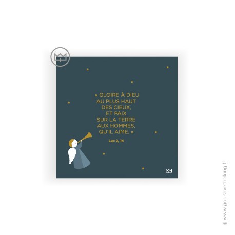 Carte de Noël Gloire à Dieu avec ange - 10 x 10 cm - Images et cartes religieuses papeterie religieuse Godsavetheking