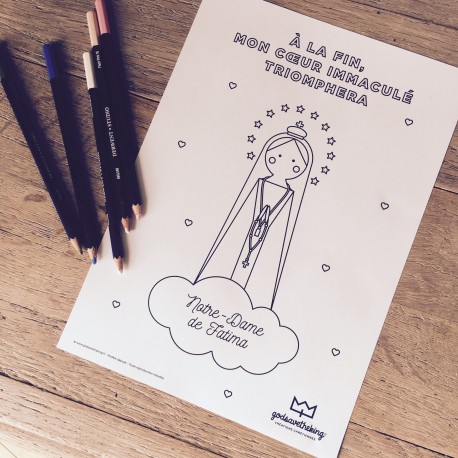 Coloriage Notre Dame de Fatima - Livres, coloriages et Activités papeterie religieuse Godsavetheking