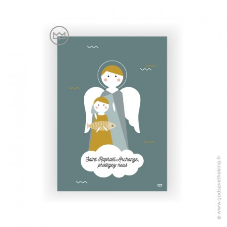 Carte Saint Raphaël Archange et Tobie - 10,5 x 14,8 cm - Images et cartes religieuses Godsavetheking