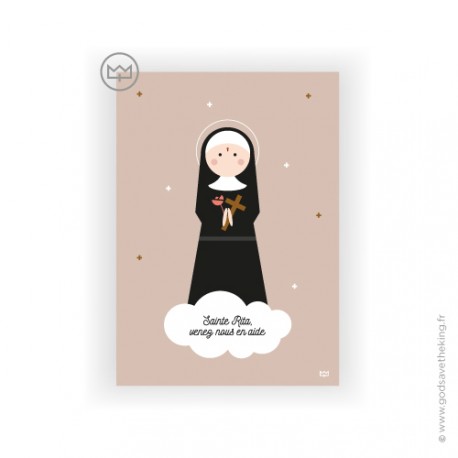Carte de dévotion Sainte Rita, patronne des choses impossibles - Images saints patrons papeterie religieuse Godsavetheking