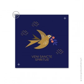 Carte Viens Esprit Saint - Veni Sancte Spiritus - 14 x 14 cm - Images et cartes religieuses Godsavetheking
