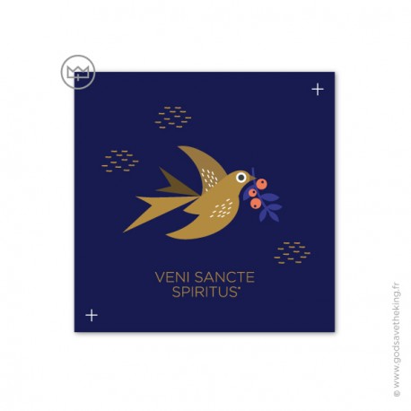 Carte Viens Esprit Saint - Veni Sancte Spiritus - 14 x 14 cm - God save the king Images et cartes religieuses