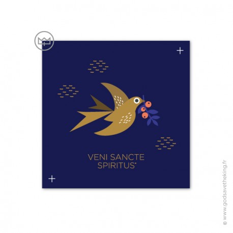 Carte Viens Esprit Saint - Veni Sancte Spiritus - 14 x 14 cm - Images et cartes religieuses God save the king