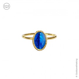Bague médaille miraculeuse couleur bleu électrique - Bague médaille miraculeuse Godsavetheking