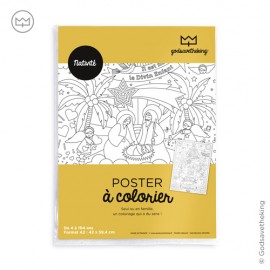 Poster coloriage avec la crèche de Noël format - 42 x 59,4 cm