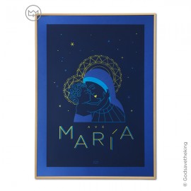 Grand cadre Ave Maria - Sérigraphie Vierge à l’Enfant en édition limitée - 50 x 70 cm Cadres religieux Godsavetheking