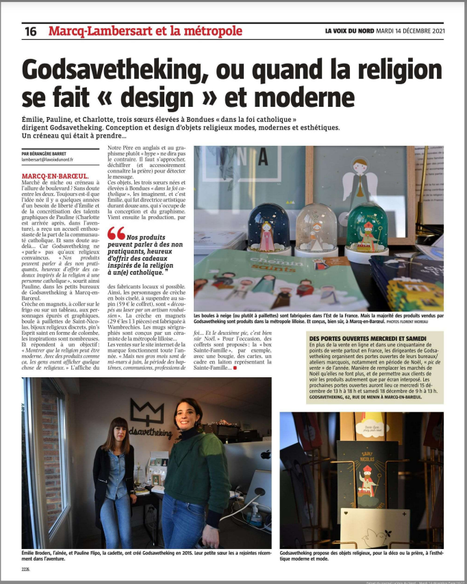 Interview La Voix du Nord entreprise familiale Lille Godsavetheking